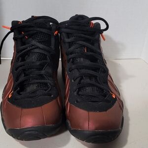 Nike Men's Metallic Brown and Black Athletic Sneakers with Orange Accents